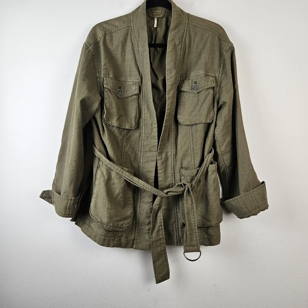 Free People Jacket Size XS Womens Army Olive Green In Our Nature Cargo Belted